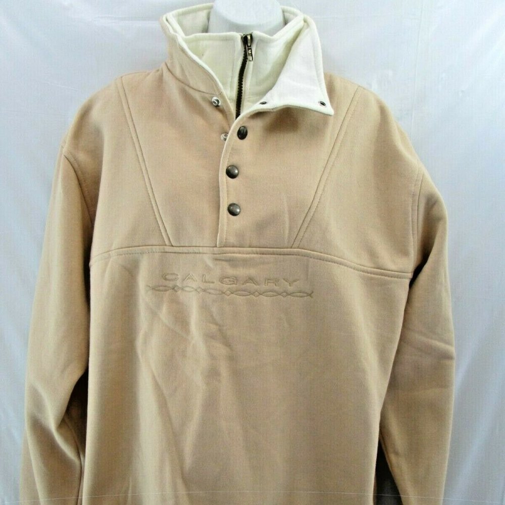 Cityscape Calgary Sweatshirt Large Tan Brown NWT Henley Snap Zip